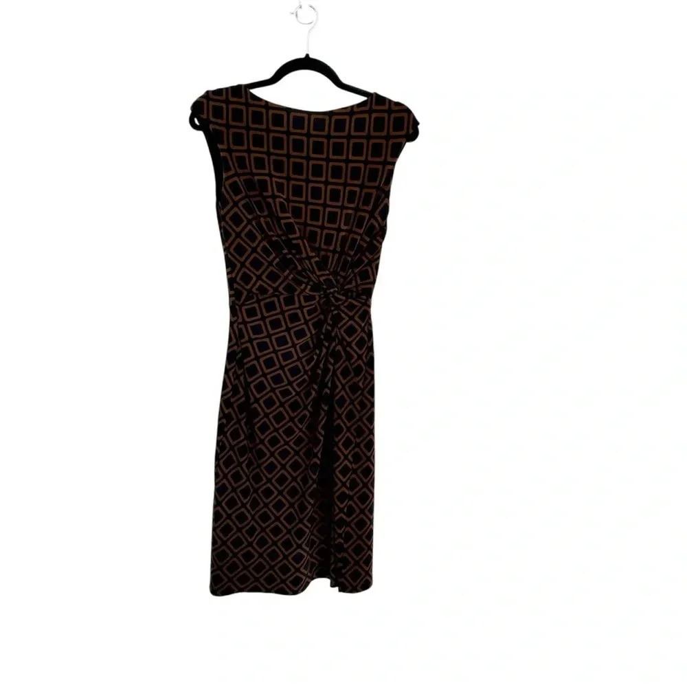 Lauren Ralph Lauren Womens Sleeveless Rounded Neck Brown & Black Dress Sz 4 GUC
